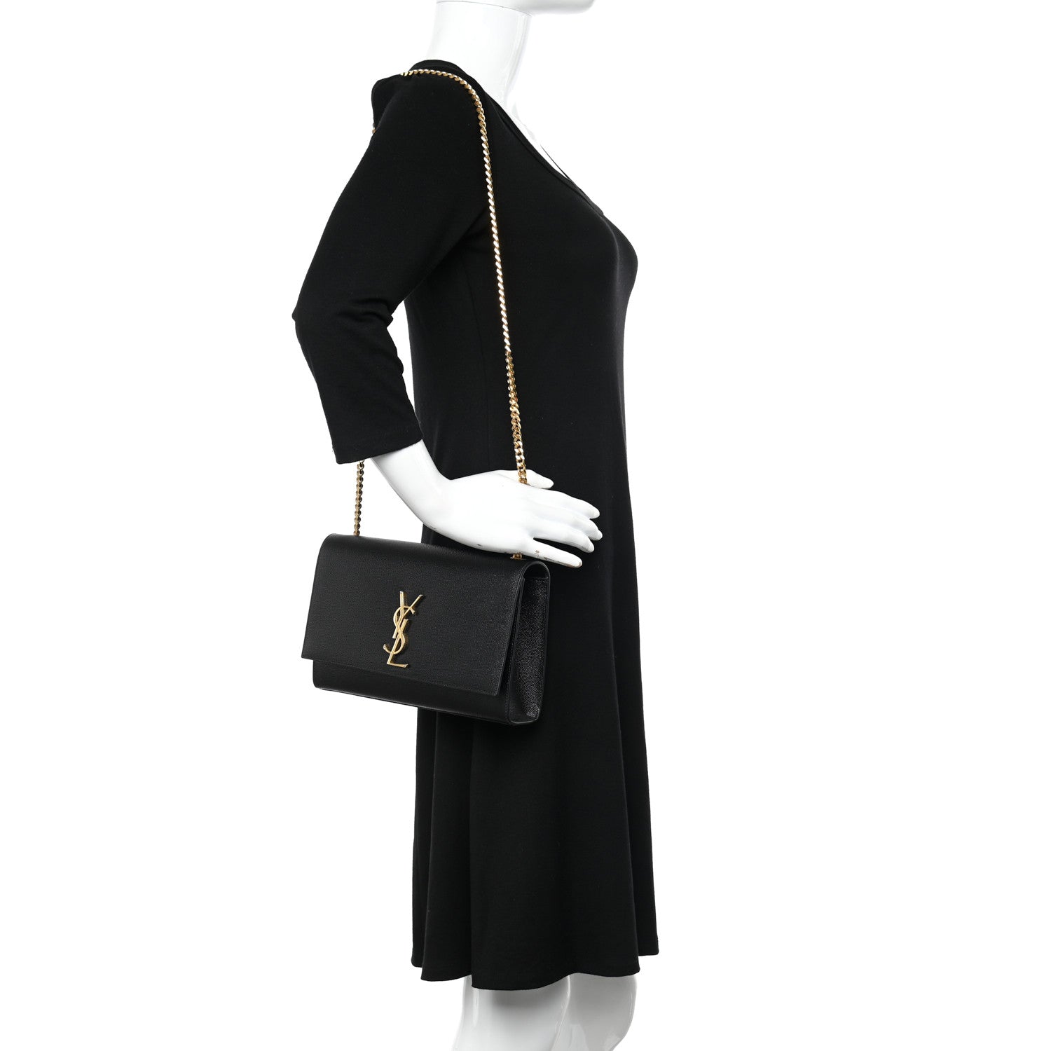 Saint Laurent Grain De Poudre Medium Classic Monogram Kate Satchel Black 2 of 9