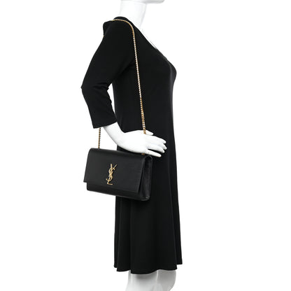 Saint Laurent Grain De Poudre Medium Classic Monogram Kate Satchel Black 2 of 9