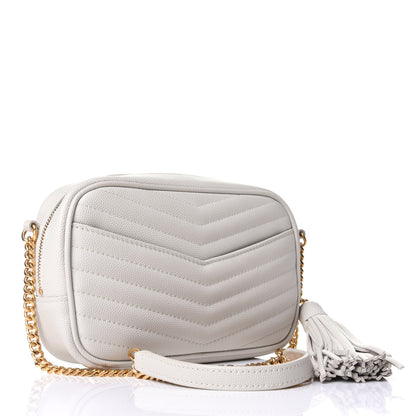 Saint Laurent Grain De Poudre Matelasse Monogram Mini Lou Camera Bag Crema Soft 2 of 4