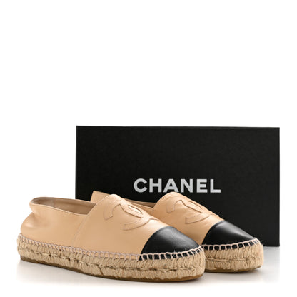 Chanel Lambskin CC Espadrilles 37 Beige Black 10 of 10