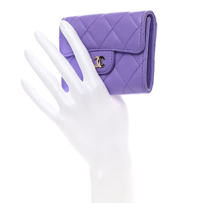 Chanel Caviar Quilted Flap Card Holder Wallet Purple 2 of 9