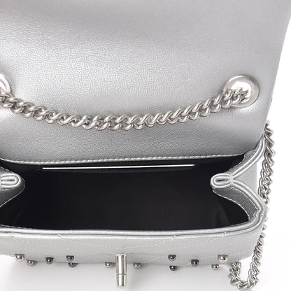 Chanel Metallic Lambskin Chevron Quilted Studded Mini Flap Silver 5 of 10