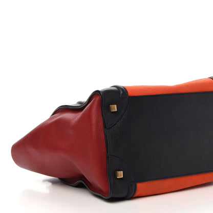 Celine Calfskin Linen Mini Tri-Color Luggage Poppy 6 of 12