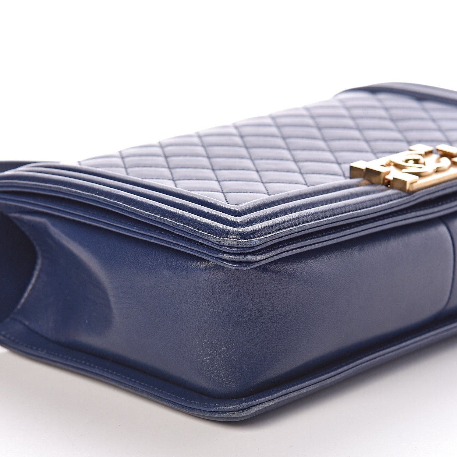 Chanel Lambskin Quilted New Medium Boy Flap Dark Navy Blue 9 of 11