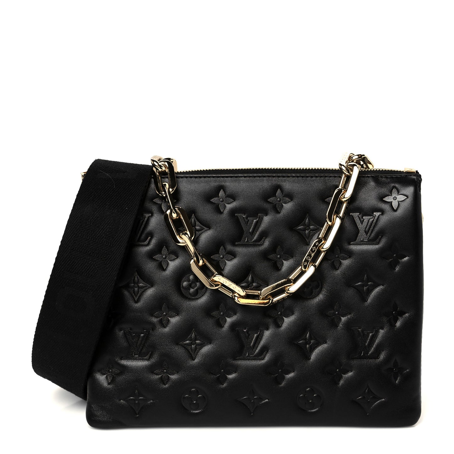 Lambskin Embossed Monogram Coussin PM Black