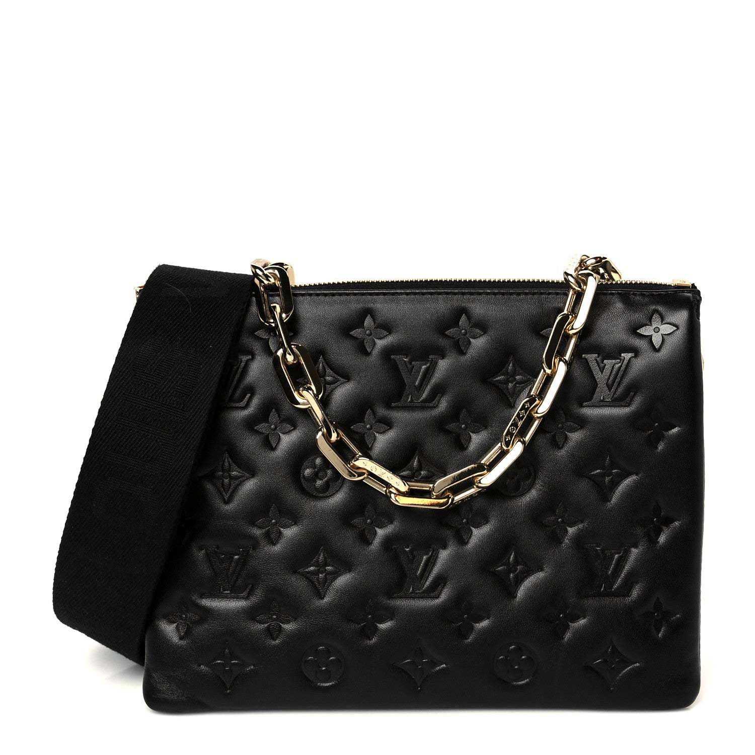 Louis Vuitton Lambskin Embossed Monogram Coussin PM Black 1 of 11