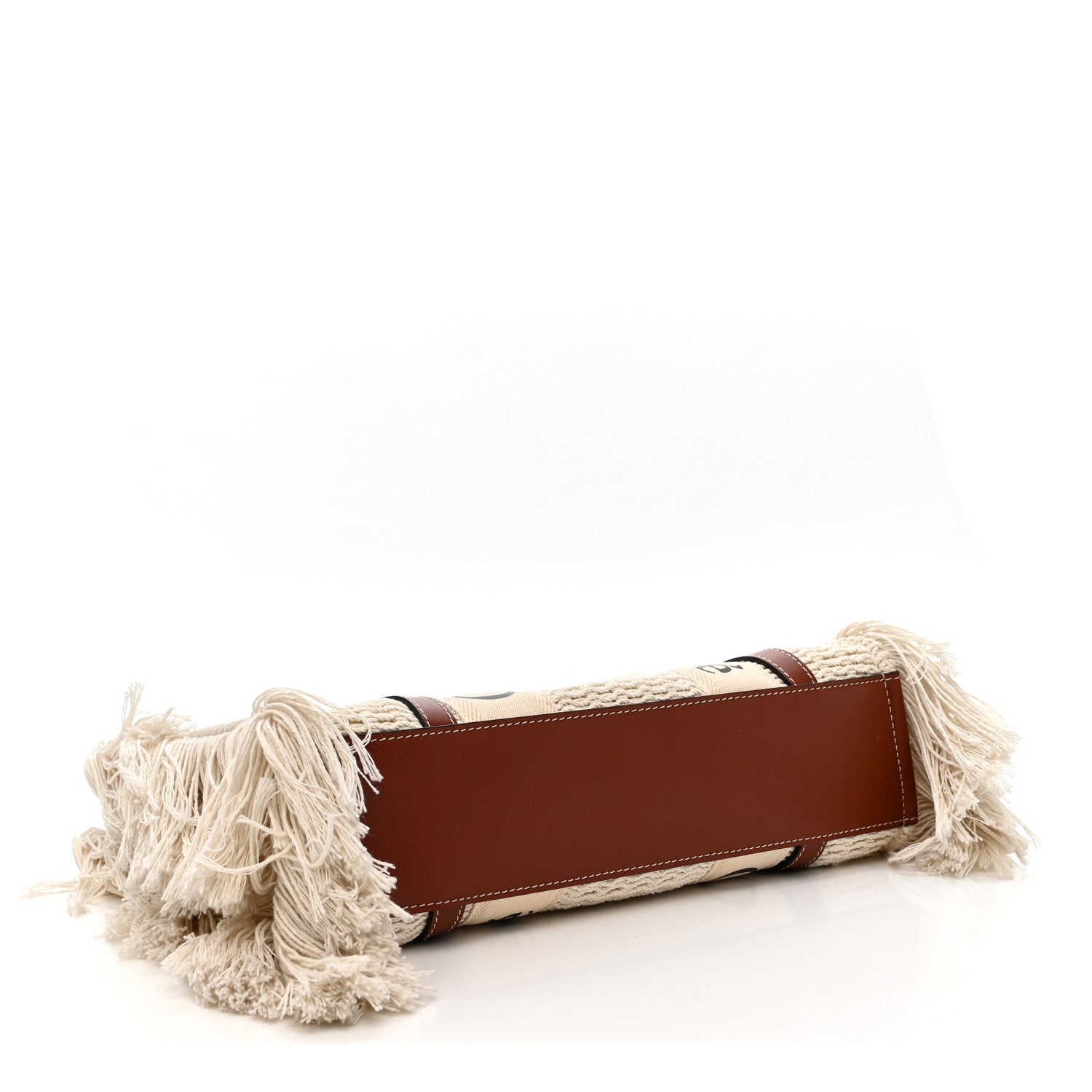 Chloe Cotton Calfskin Medium Woody Ribbon Fringe Tote Sepia Brown 3 of 10