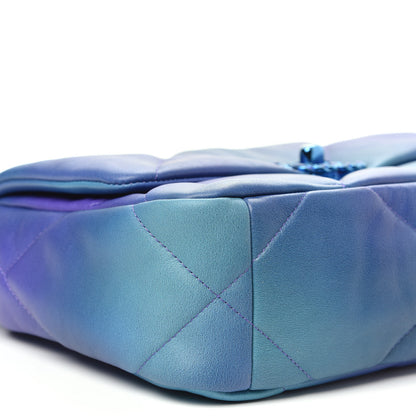 Chanel Tie Dye Calfskin Quilted Medium Chanel 19 Flap Blue Purple 8 of 9