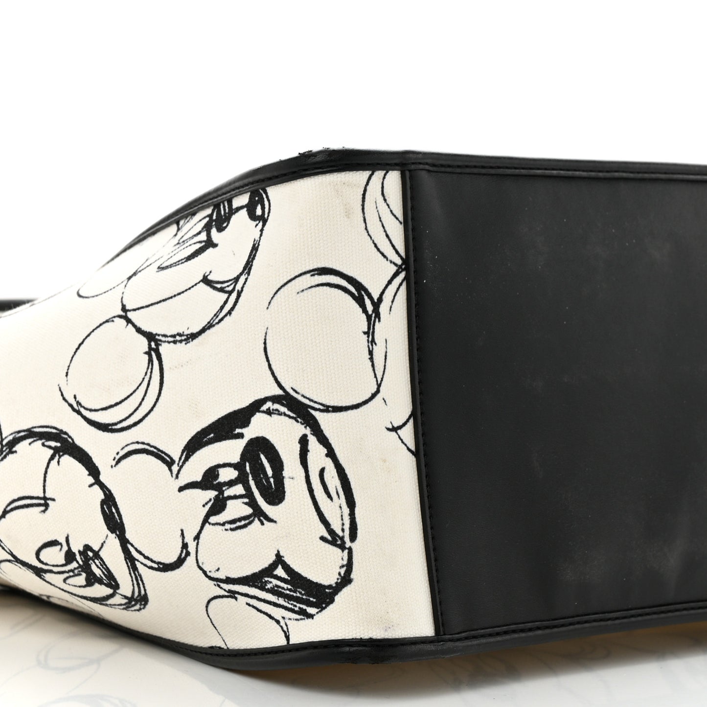 X DISNEY Canvas Mickey Mouse East West Perforated Tote White