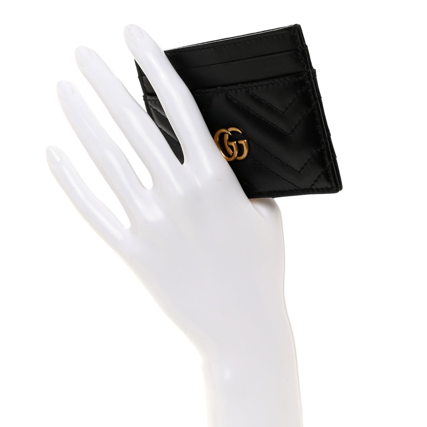 Calfskin Matelasse GG Marmont Card Holder Black
