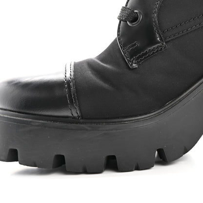 Prada Spazzolato Re-Nylon Metal Triangle Logo Lace Up 55mm Ankle Boots 38.5 Black 10 of 11