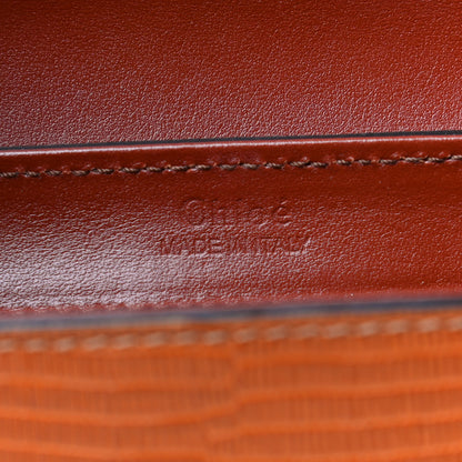 Chloe Calfskin Crocodile Embossed Mini C Double Carry Woodsy Green Chestnut Brown 8 of 14