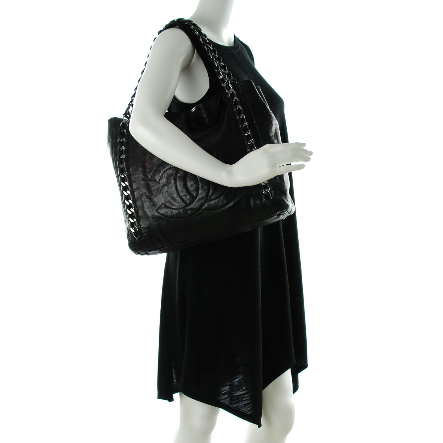 Chanel Glazed Caviar Modern Chain Tote Black 5 of 10