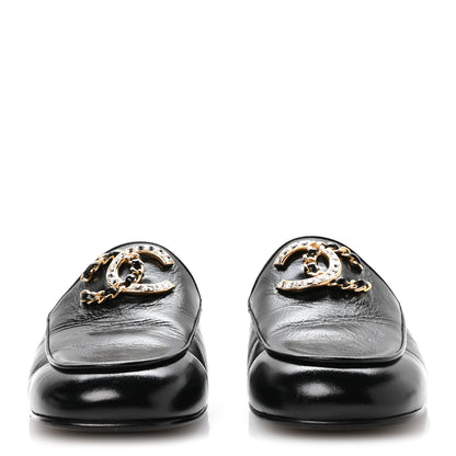 Chanel Shiny Calfskin Crystal CC Mules 39 Black 3 of 9