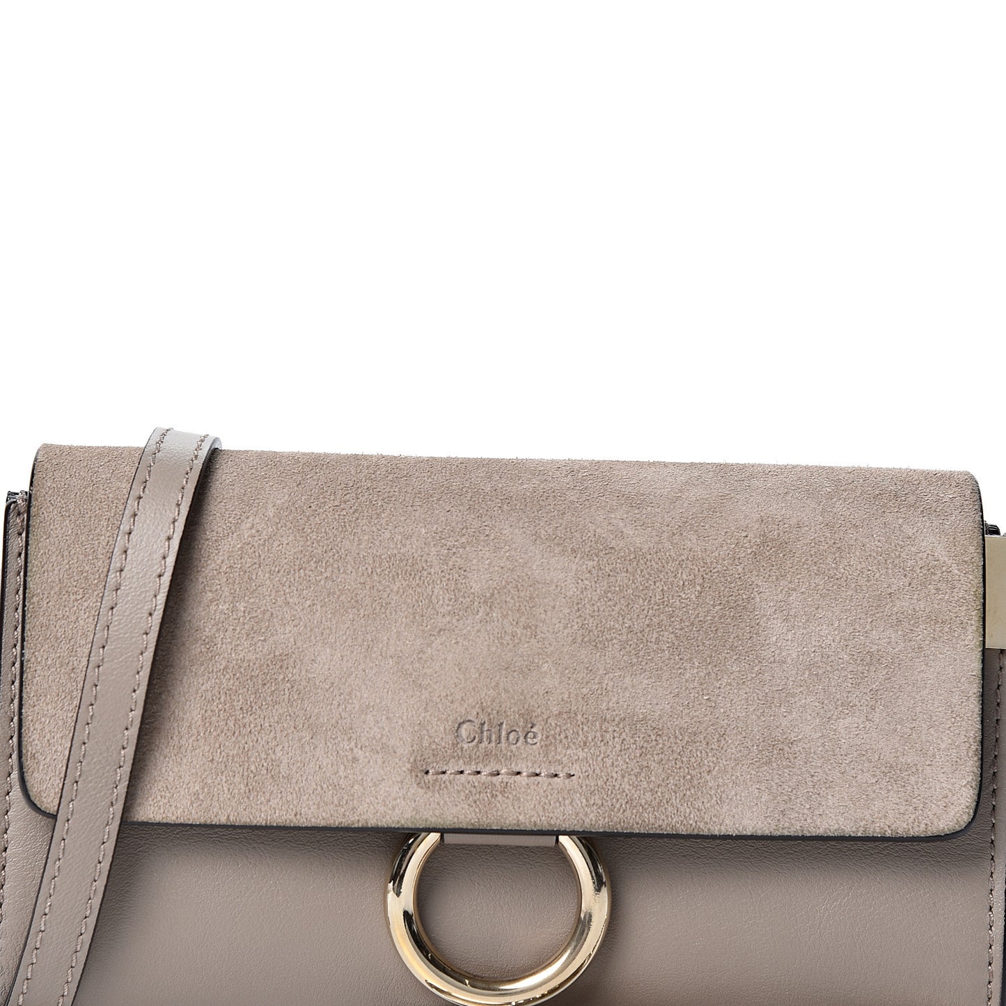 Suede Calfskin Mini Faye Shoulder Bag Motty Grey
