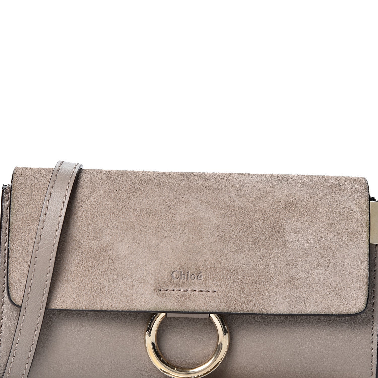 Chloe Suede Calfskin Mini Faye Shoulder Bag Motty Grey 7 of 9