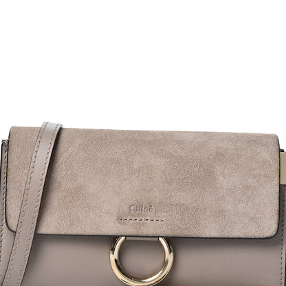 Chloe Suede Calfskin Mini Faye Shoulder Bag Motty Grey 7 of 9