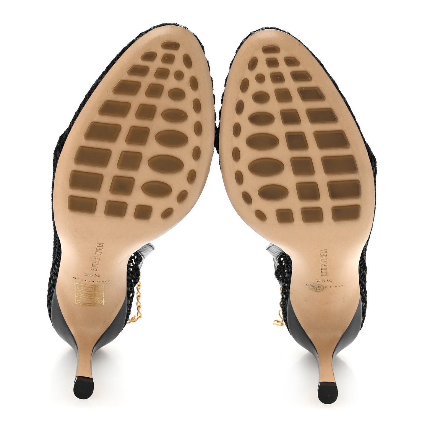 Mesh Nappa Chunky Chain Sandals 36.5 Black