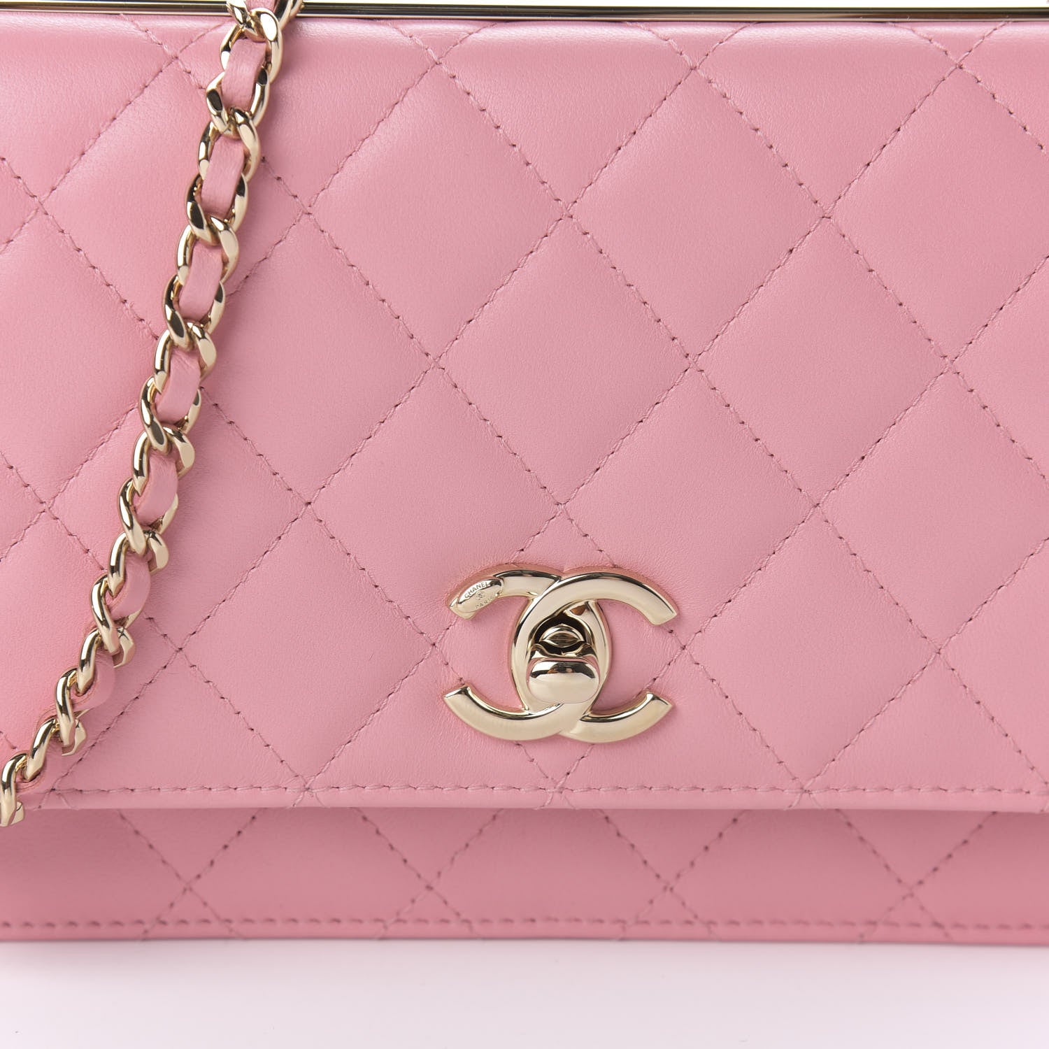 Chanel Lambskin Quilted Trendy CC Wallet On Chain WOC Pink 11 of 12