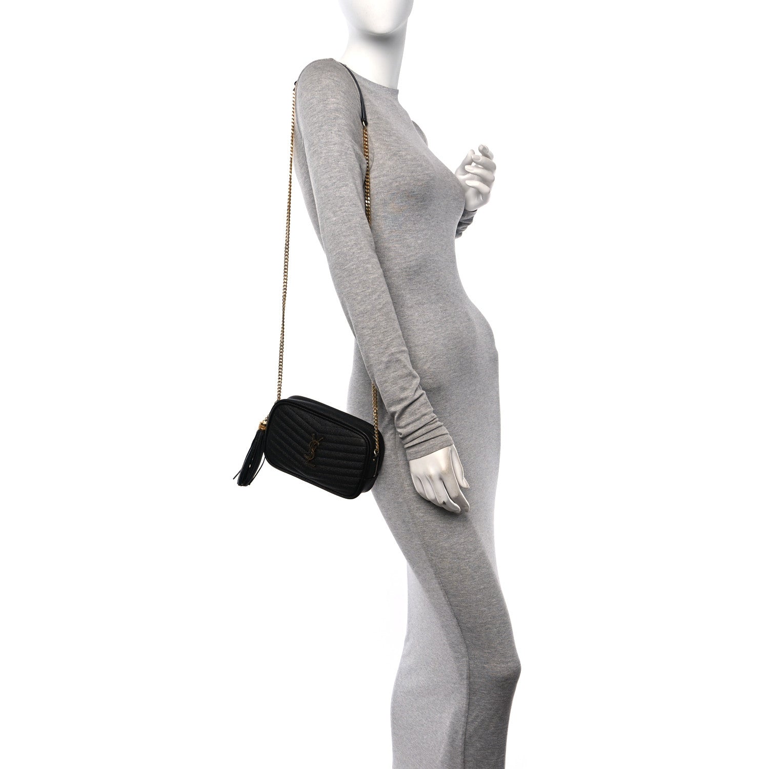 Saint Laurent Grain De Poudre Matelasse Monogram Mini Lou Camera Bag Black 2 of 10