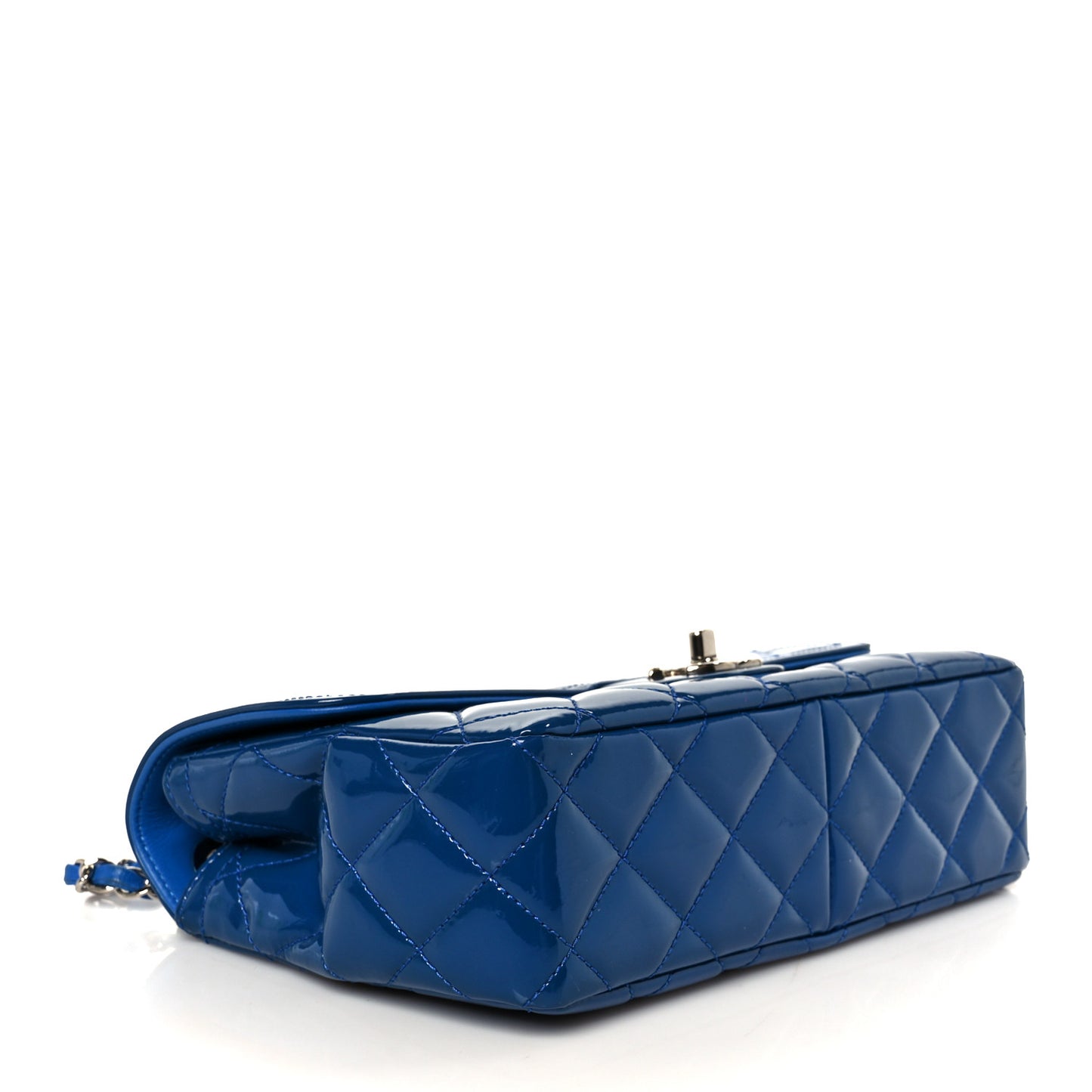 Patent Quilted Large Coco Shine Flap Blue