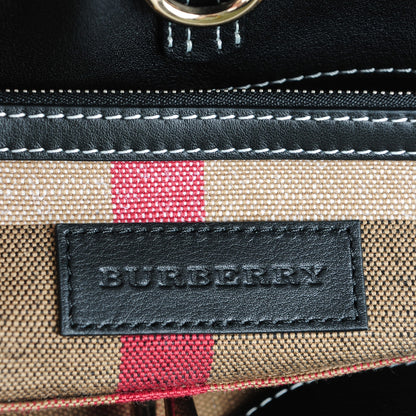 Burberry Canvas Mega Check Medium Ashby Tassel Hobo Black 6 of 8