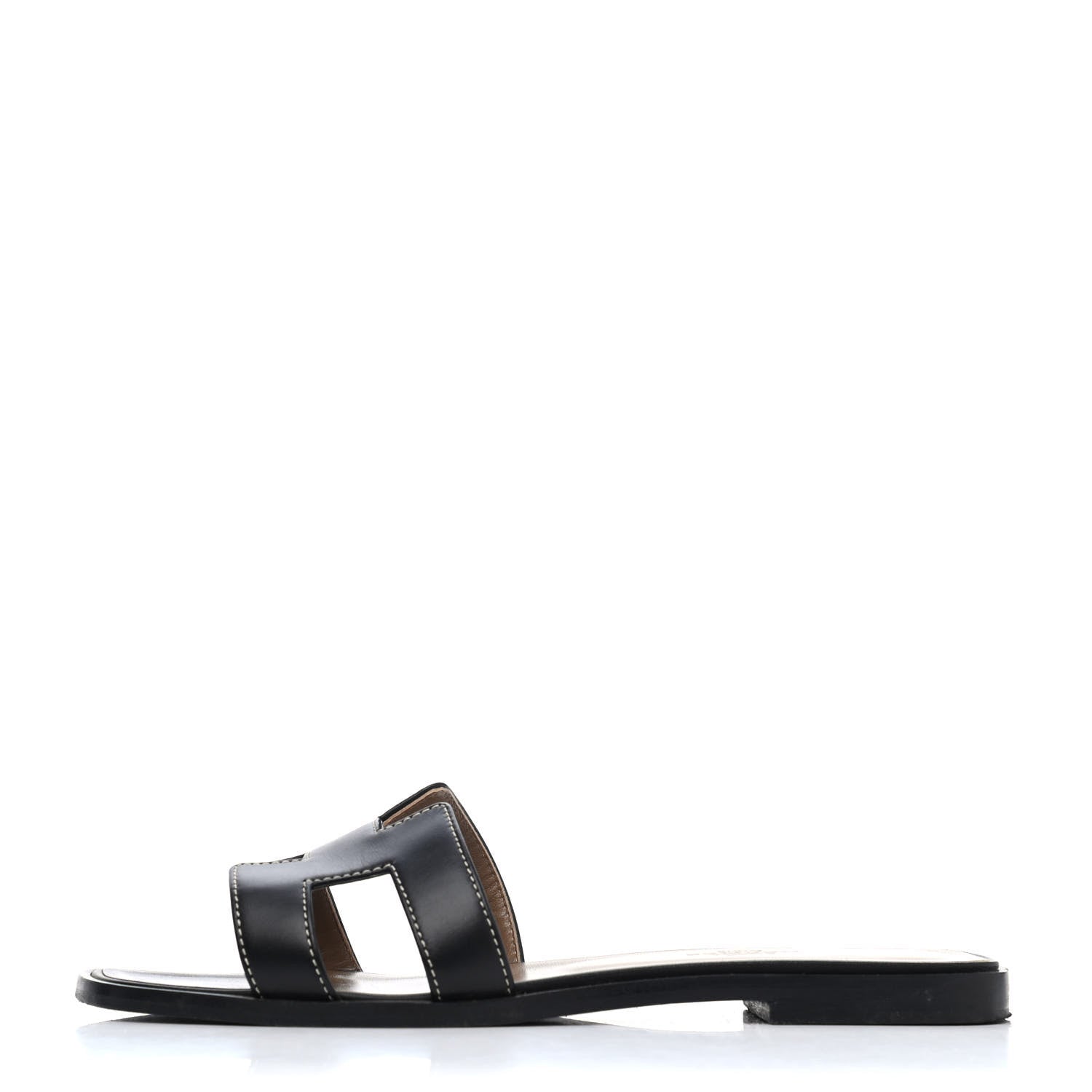 Hermes Box Calfskin Oran Sandals 36.5 Black 1 of 4