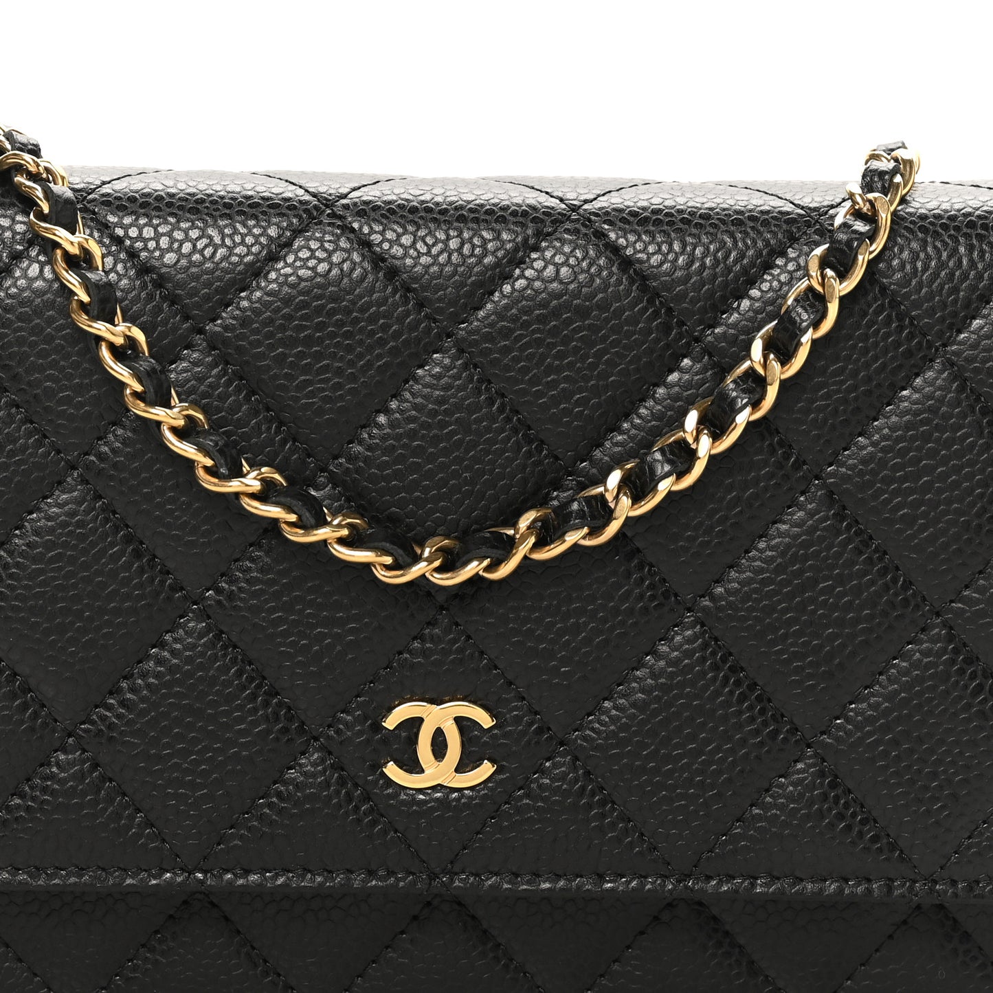 Caviar Quilted Wallet on Chain WOC Black