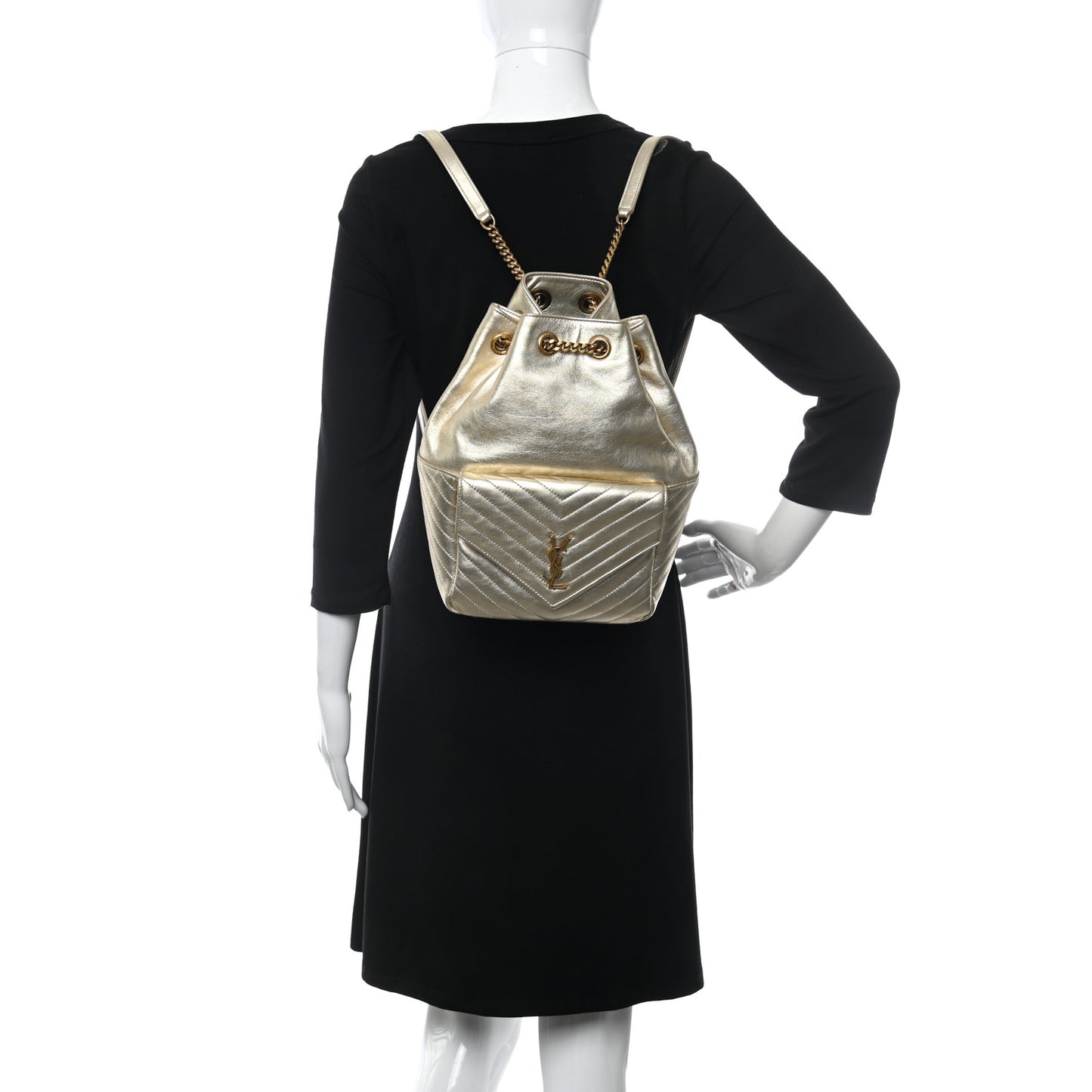 Lambskin Matelasse Monogram Joe Backpack Pale Gold
