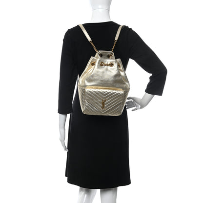 Saint Laurent Lambskin Matelasse Monogram Joe Backpack Pale Gold 2 of 10