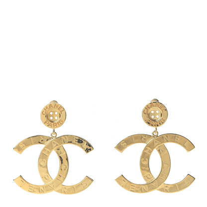 Chanel Metal Large Paris Button Earrings Gold 1 of 5