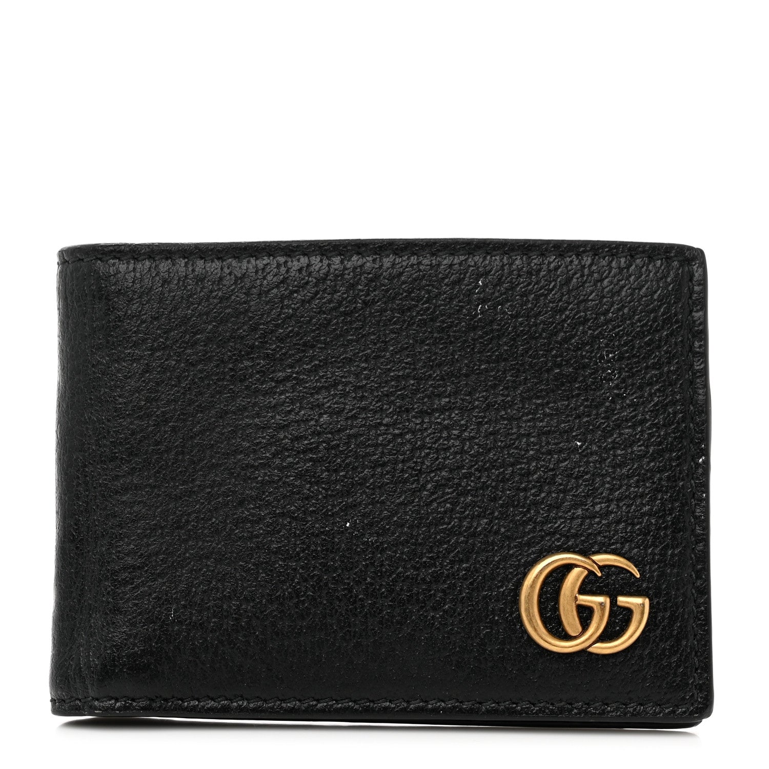 Gucci Calfskin Boar Effect GG Marmont Bi-Fold Wallet Black 1 of 5