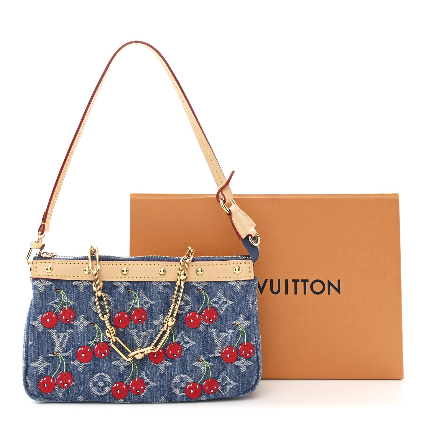 LV X TM Monogram Denim Cerises Pochette Accessories Blue