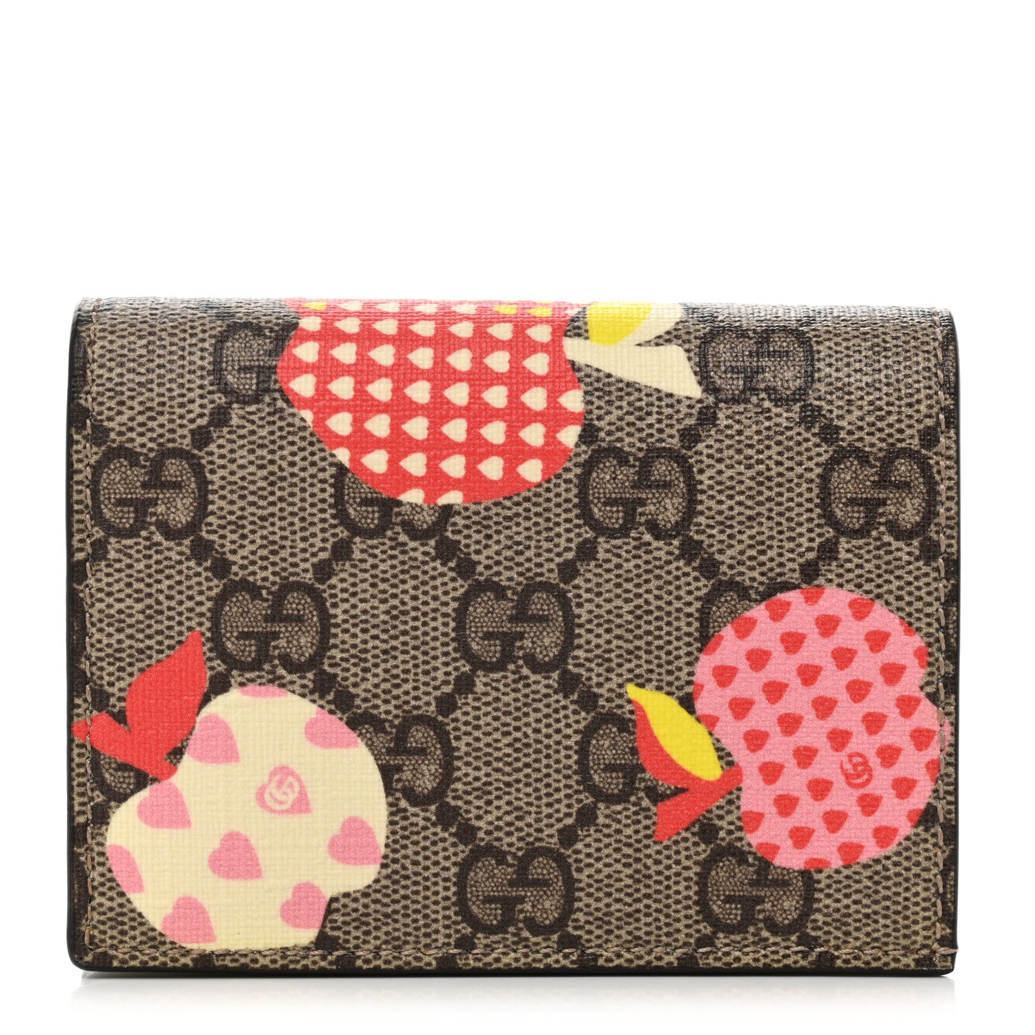 Gucci GG Supreme Monogram Les Pommes Card Case Wallet Beige Multicolor Mystic White 1 of 8