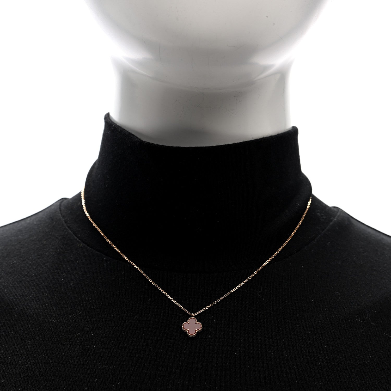 Van Cleef & Arpels 18K Rose Gold Carnelian Sweet Alhambra Pendant Necklace 2 of 4
