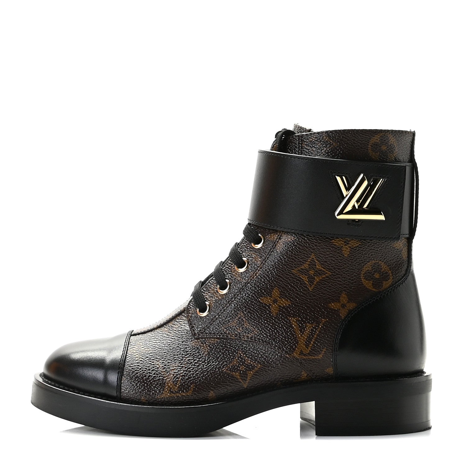 Louis Vuitton Monogram Calfskin Wonderland Flat Ranger Boots 36 Black 1 of 10