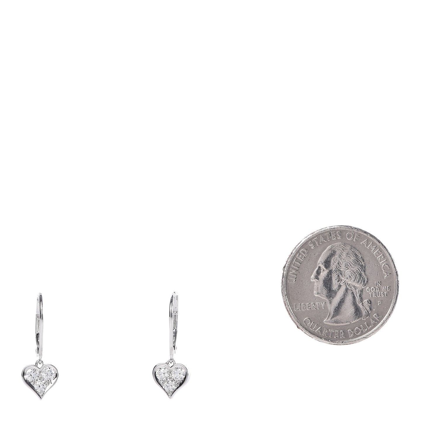 Platinum Diamond Heart Drop Earrings