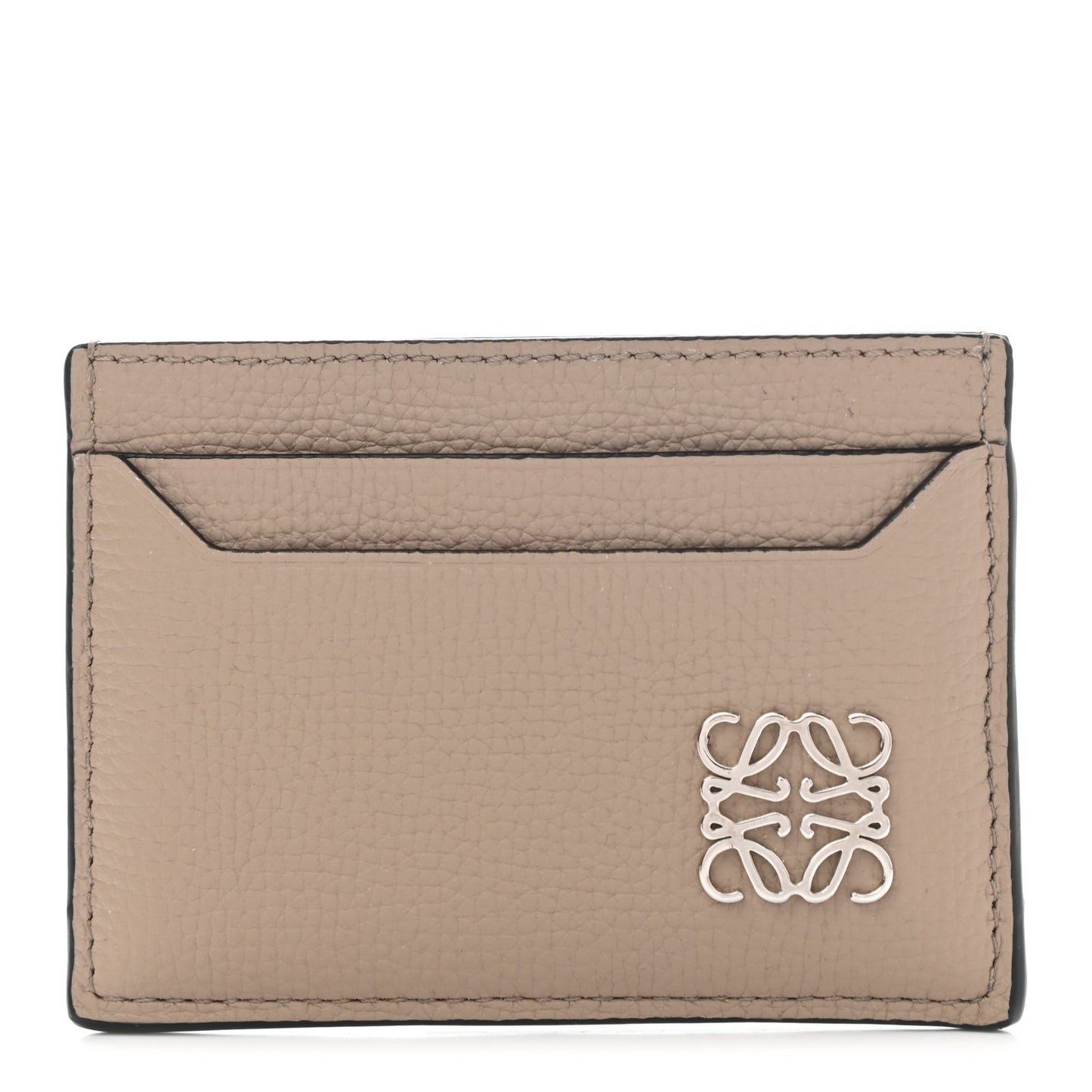 Soft Grained Calfskin Anagram Card Holder Sand