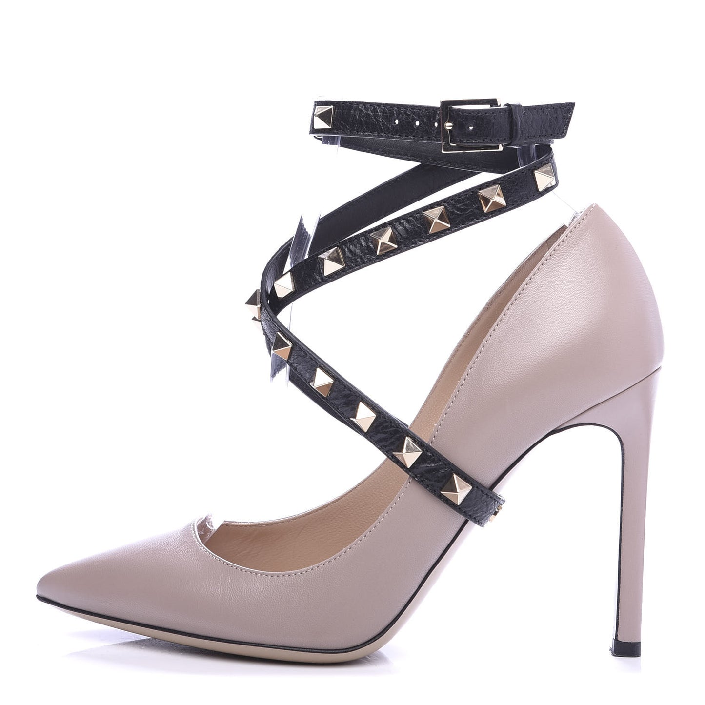 Nappa Rockstud Studwrap Strap 105mm Pumps 35.5 Poudre Black