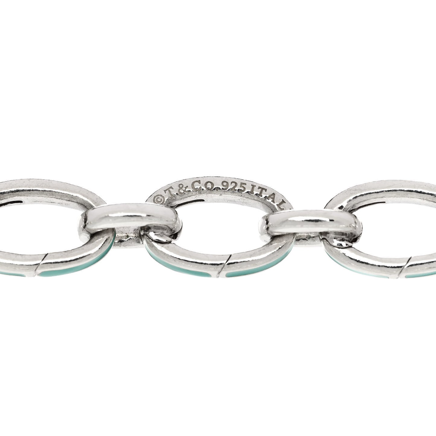 Sterling Silver Enamel Clasping Link Bracelet Blue