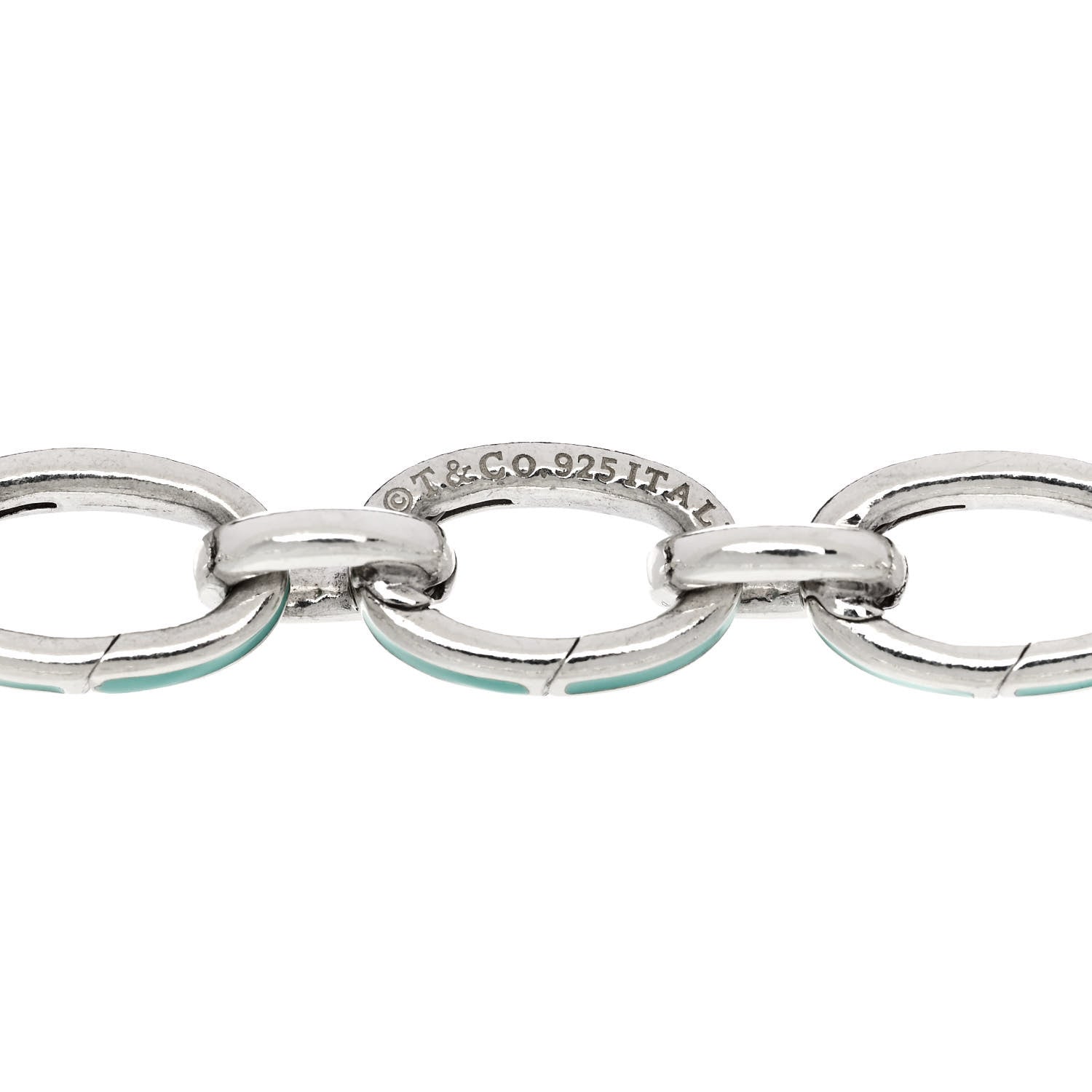 Tiffany Sterling Silver Enamel Clasping Link Bracelet Blue 3 of 3