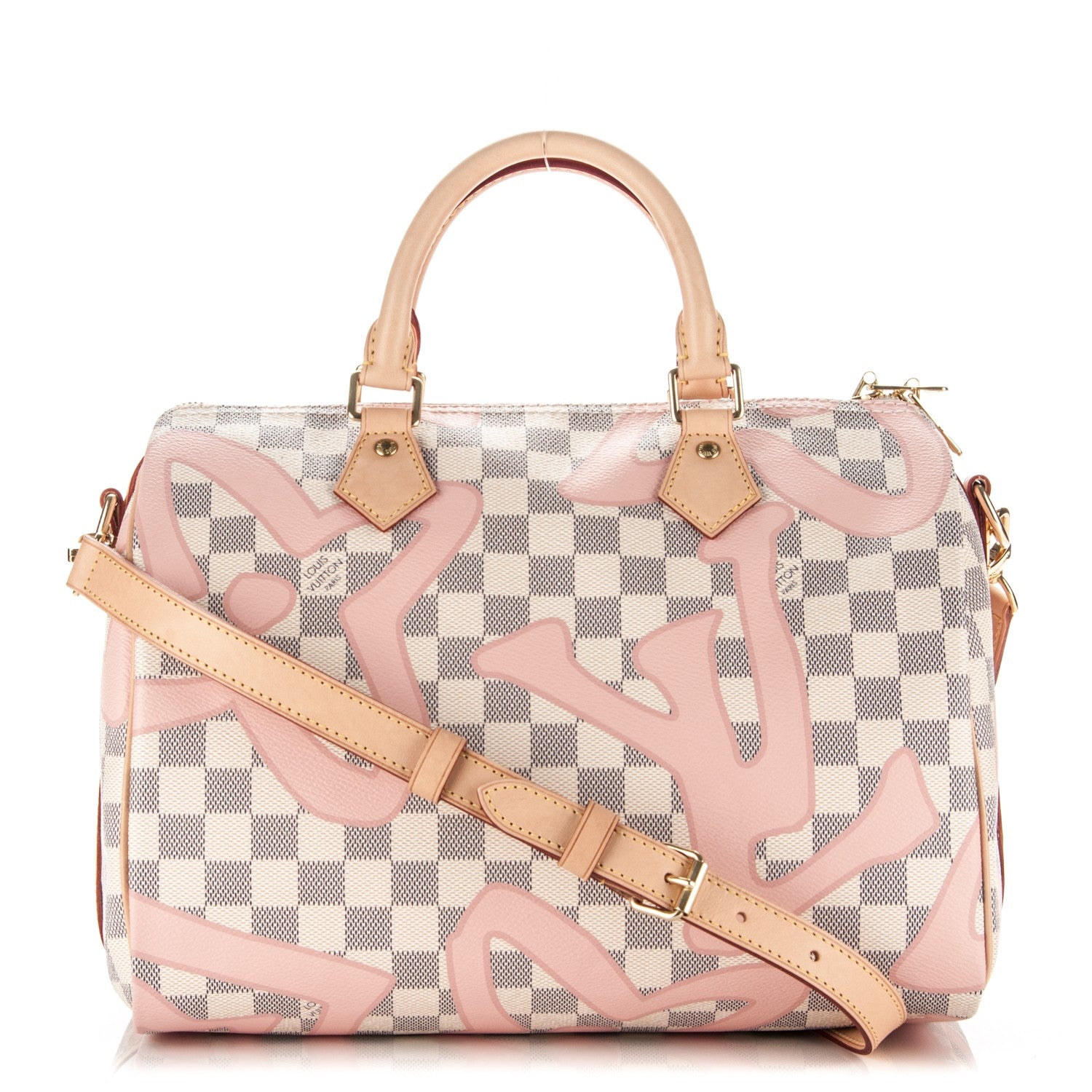 Louis Vuitton Damier Azur Tahitienne Speedy Bandouliere 30 Rose Ballerine 1 of 7