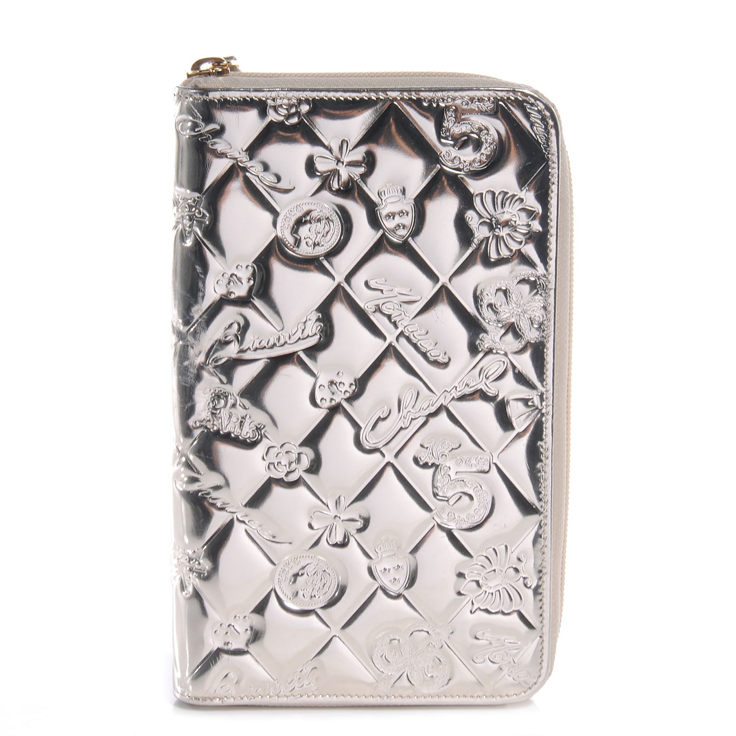 Chanel Patent Calfskin Lucky Symbols Zip Around Wallet Gold 1 of 8
