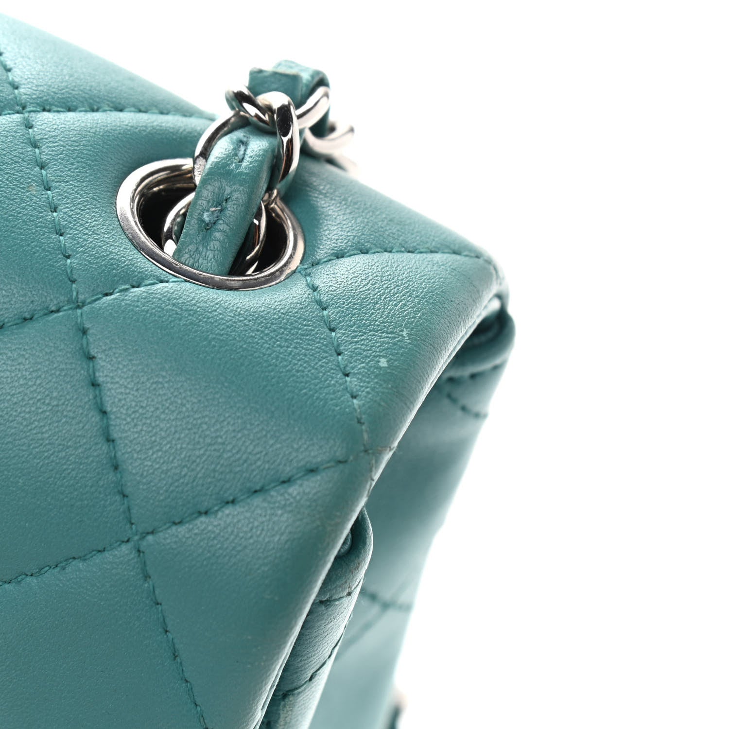 Chanel Lambskin Quilted Mini Rectangular Flap Turquoise 10 of 13