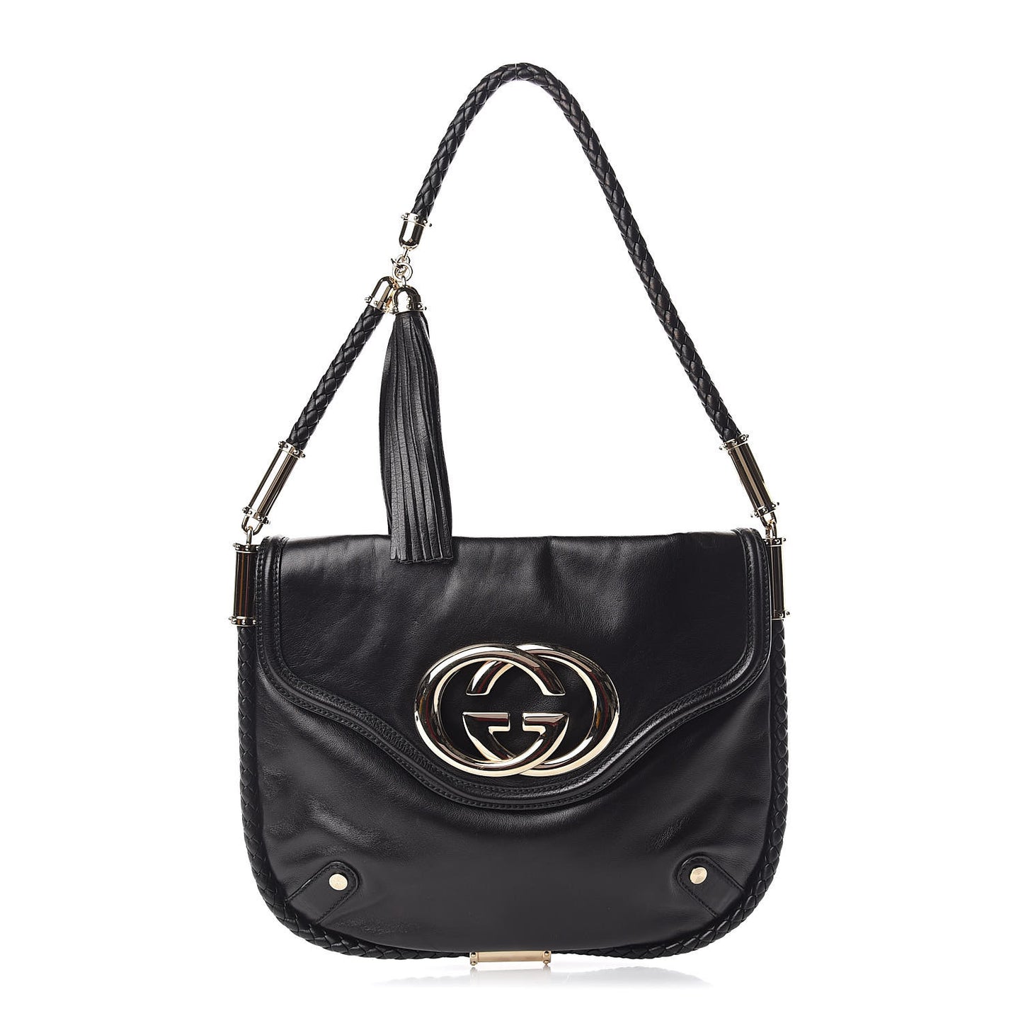 Calfskin Medium Britt Tassel Shoulder Bag Black