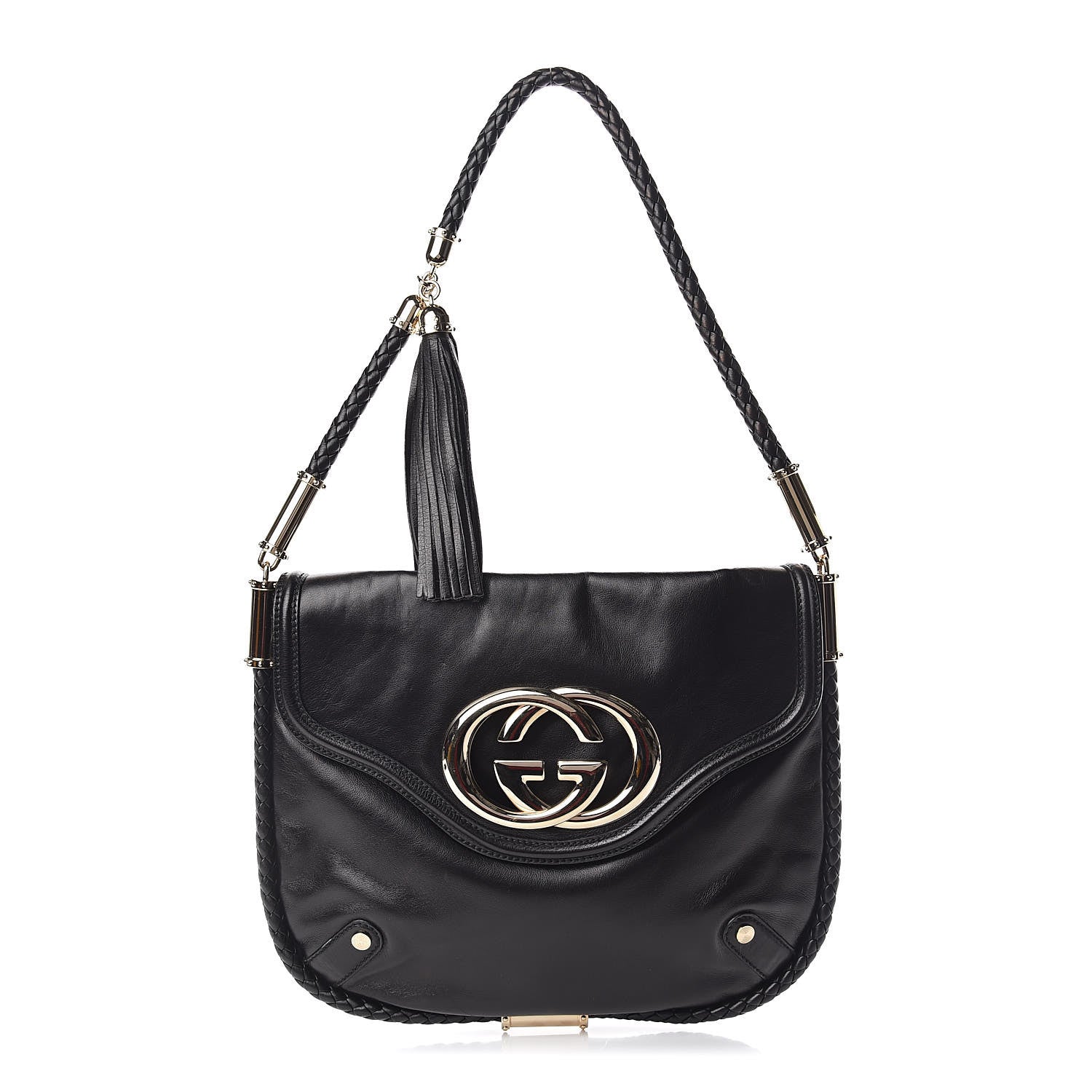 Gucci Calfskin Medium Britt Tassel Shoulder Bag Black 1 of 10