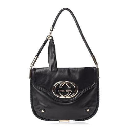 Gucci Calfskin Medium Britt Tassel Shoulder Bag Black 1 of 10