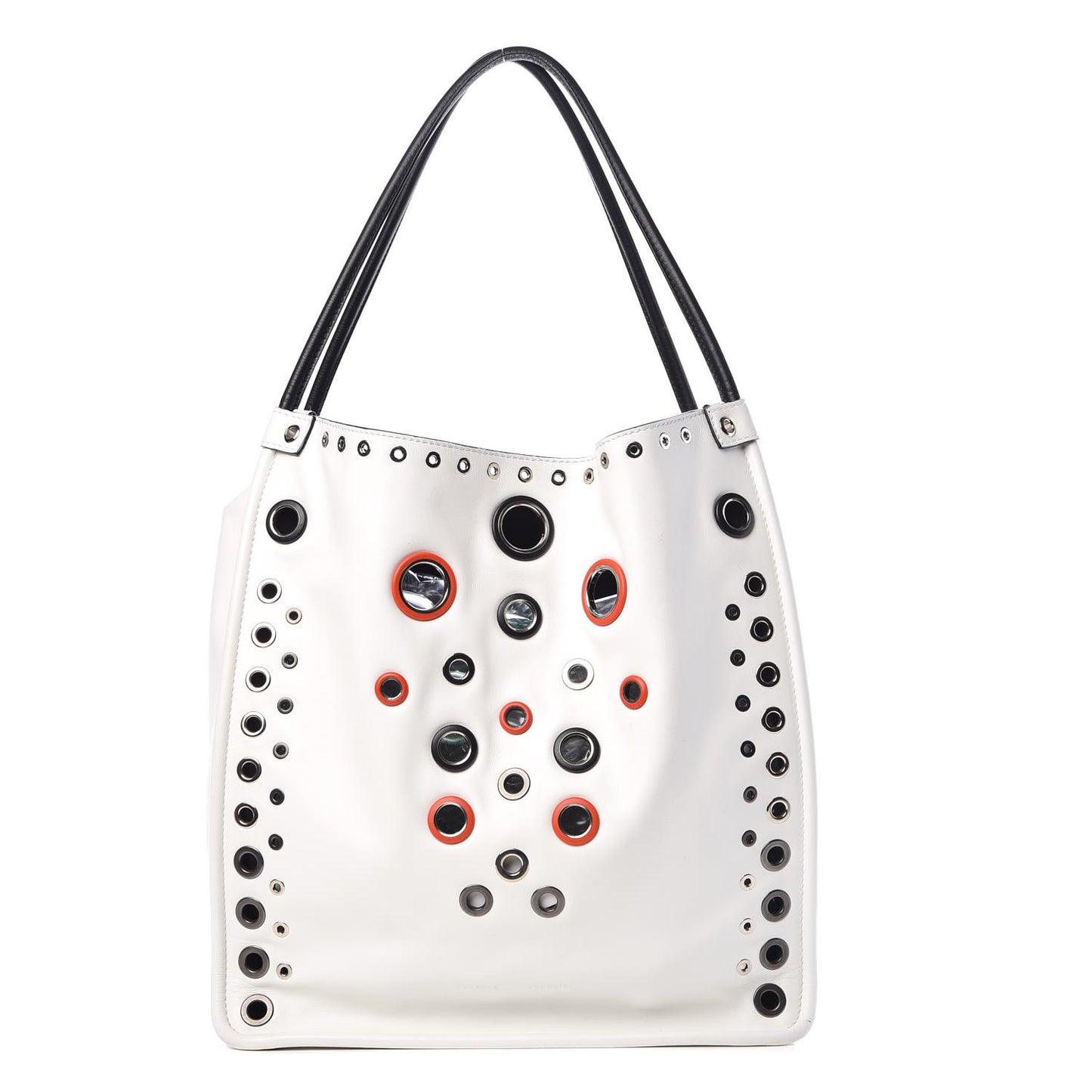 Soft Calf Medium Grommet Studded Tote White