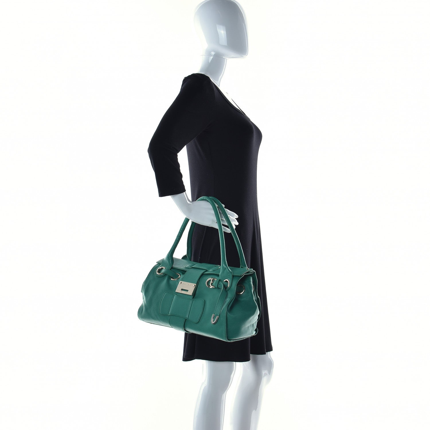 Jimmy Choo Grainy Calfskin Small Ramona Satchel Green 2 of 25
