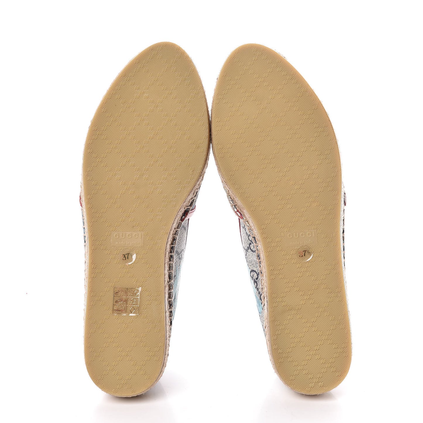 GG Supreme Monogram Blooms Espadrilles 37.5 Beige Blue Navy Hibiscus Red